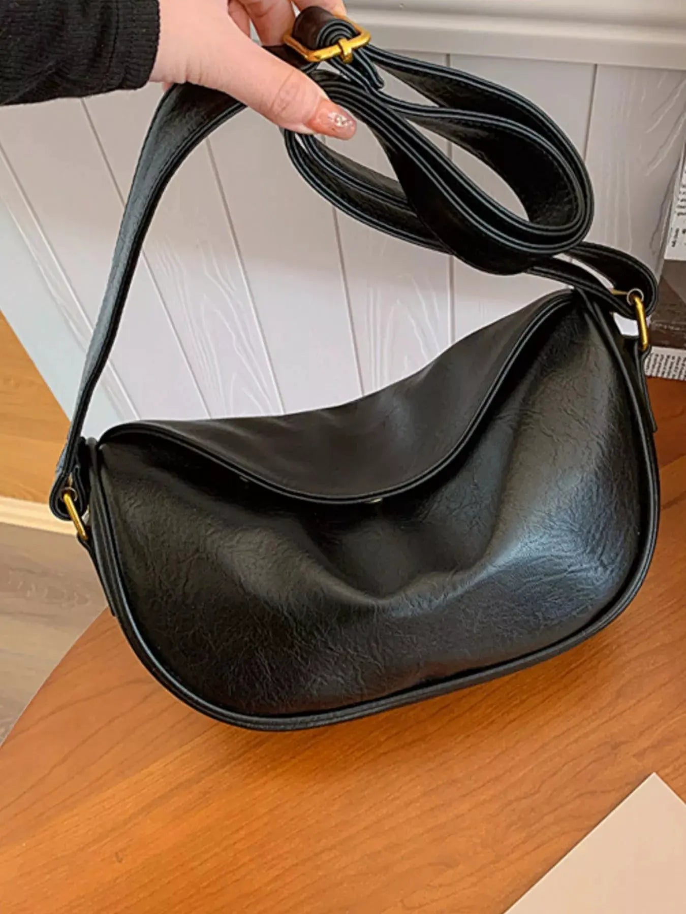 Elegant PU Leather Crescent Crossbody Bag by Partner Label