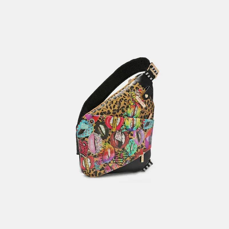 Nicole Lee USA Vegan Leather Leopard & Lip Pattern Crossbody Bag by Nicole Lee USA