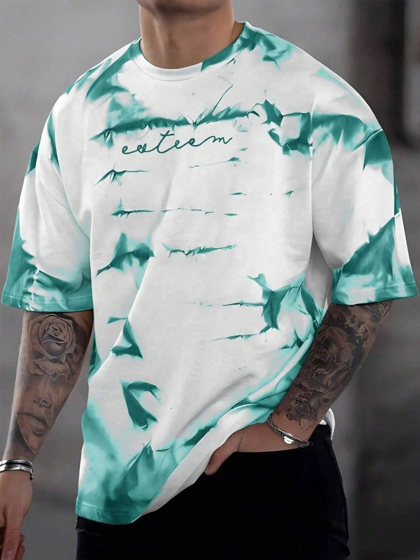 Men's Full Size Tie-Dye Round Neck T-Shirt Plus Size by Partner Label