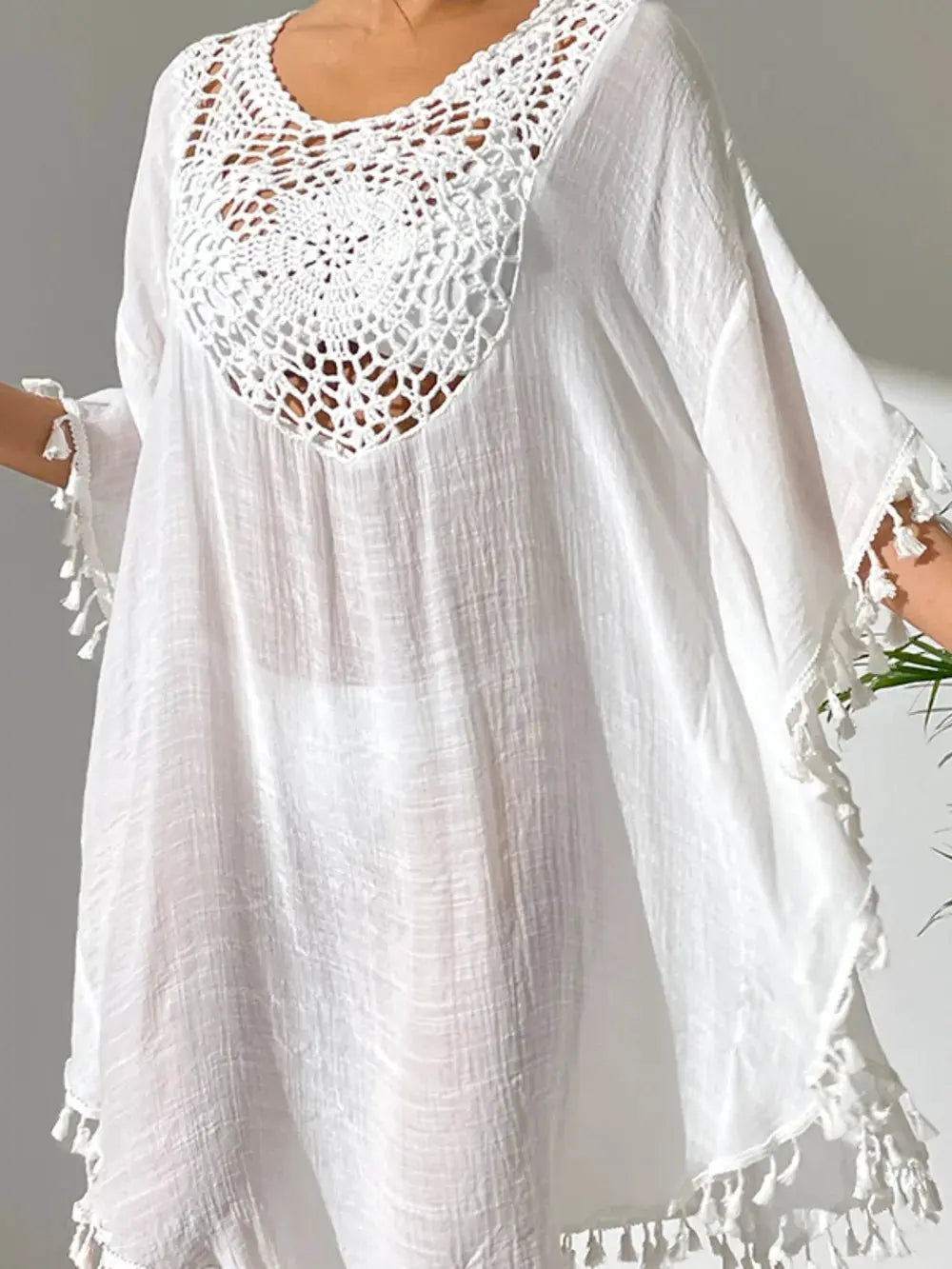 Tassel Cutout Scoop Neck Cover-Up Dress by Partner Label
