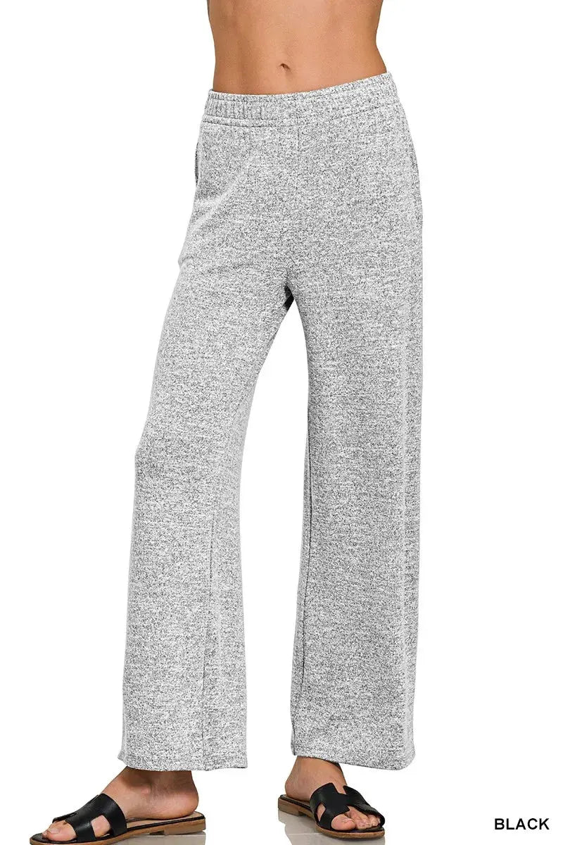 Zenana Soft Melange Hacci Elastic Waistband Lounge Pants by Zenana