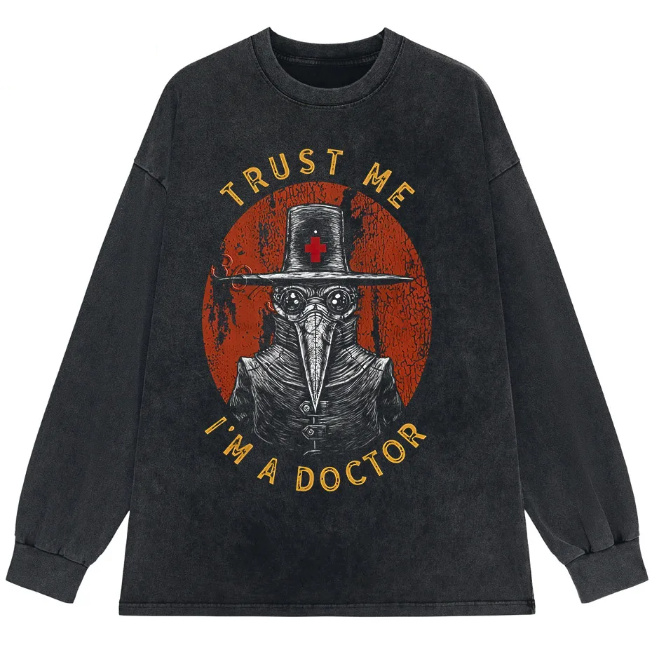 Funny Plague Doctor Graphic T-Shirt Men Cotton Streetwear Tee-5