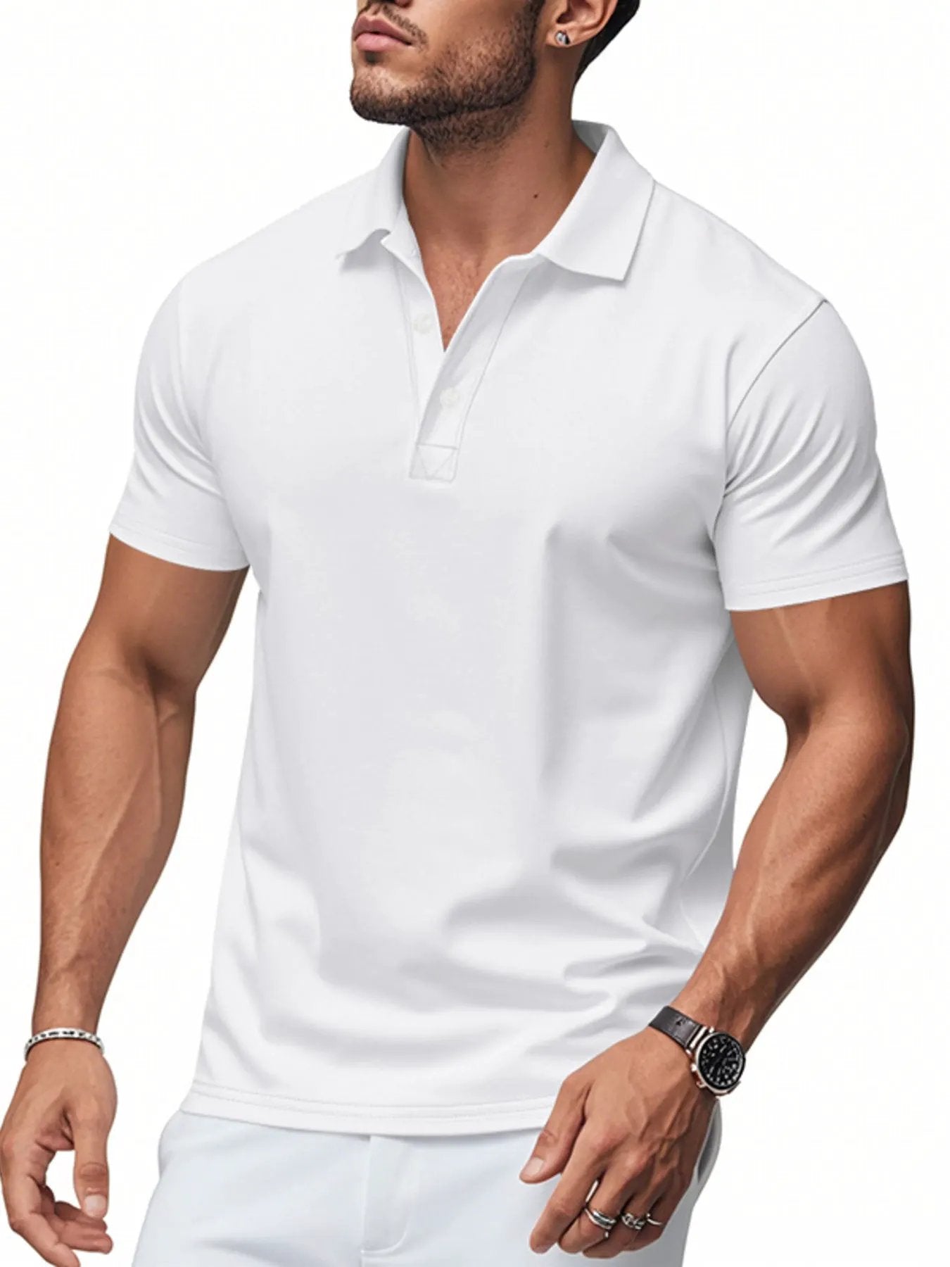 Men's Full Size Classic Fit Short Sleeve Polo Plus Size by Trendsi