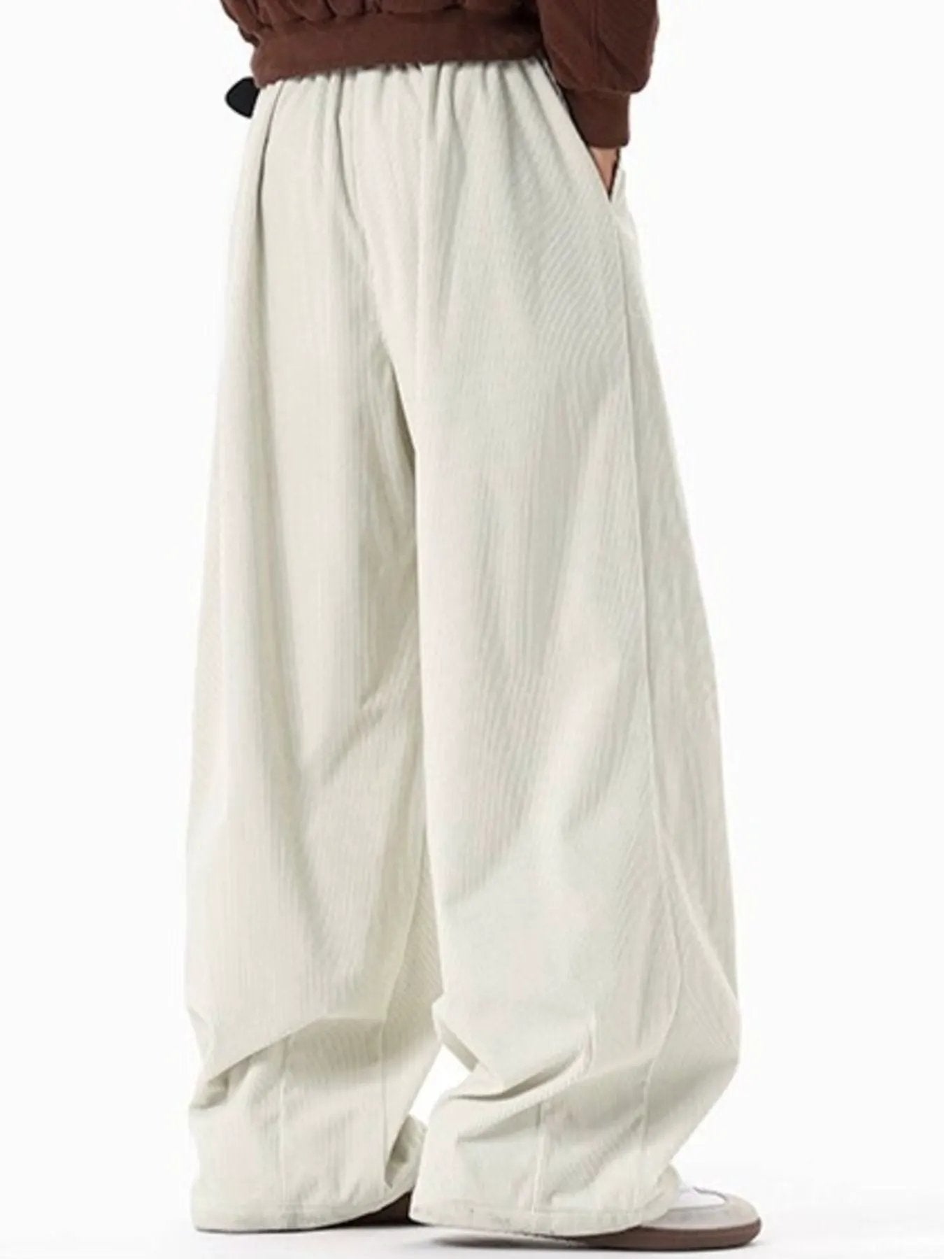 Men's Plus Size Pleated Detail Wide Leg Pants by Partner Label