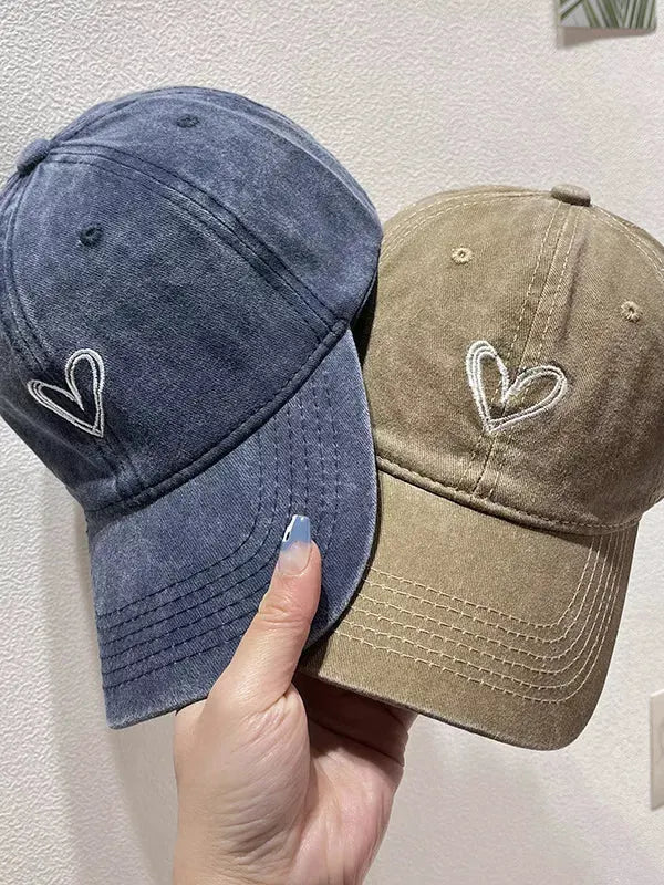 Washed Heart Embroidered Baseball Cap by Partner Label