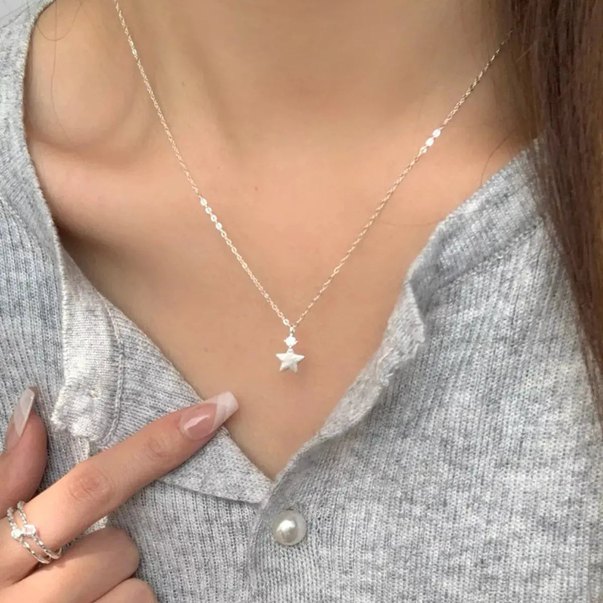 925 Sterling Silver Star Pendant Necklace by Partner Labels