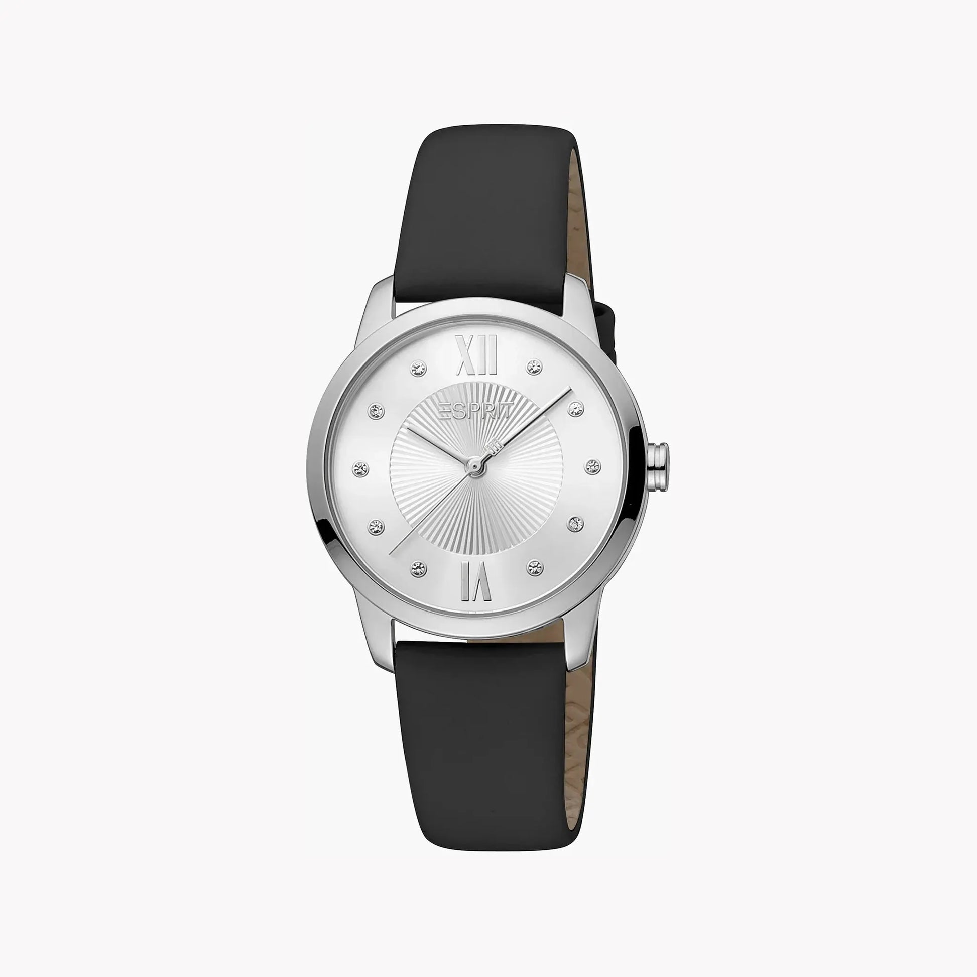 Esprit Women's Black Leather Watch, Silver Dial | ES1L276L1015 by ESPRIT