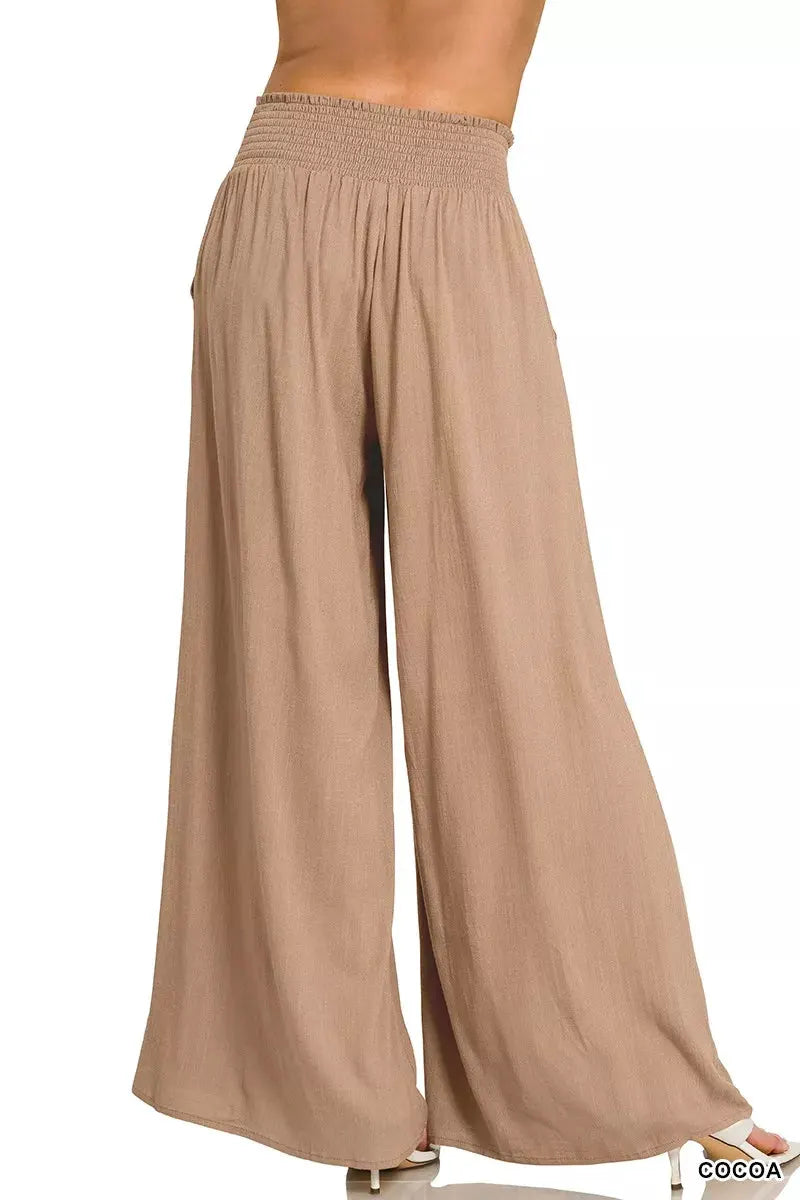 Zenana Smocked Waistband Wide Leg Lounge Pants by Zenana