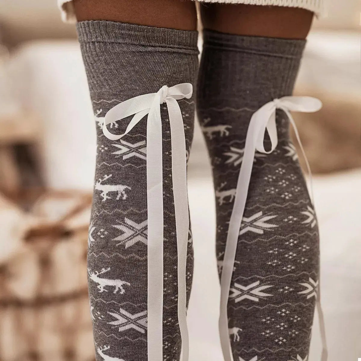 Christmas Bow Knee-High Socks by Partner Label