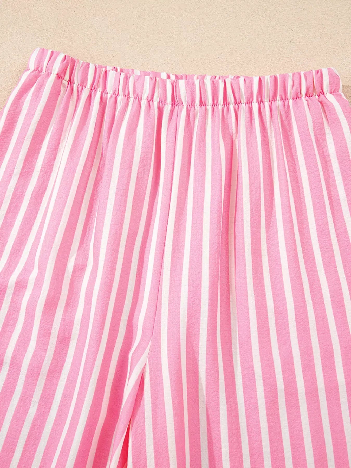 Stripe Buttoned Front Long Sleeve Top and Pants 2 Piece Sleepwear by Partner Label