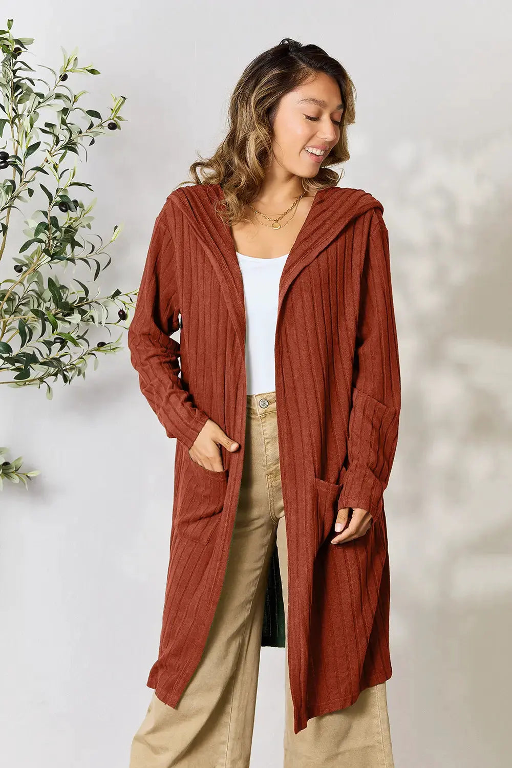 Basic Bae Full Size Hooded Sweater Cardigan by Basic Bae
