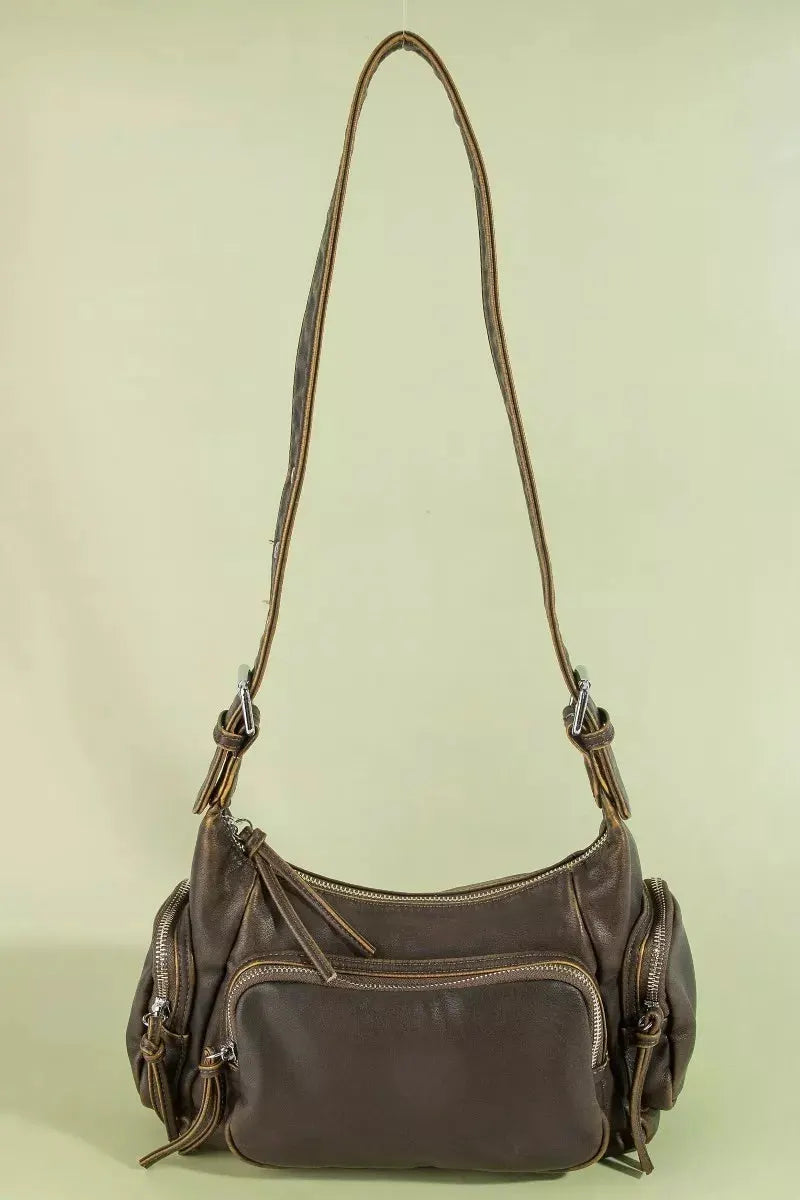 Fame Multi Pocket Leather Shoulder Bag by Partner Label