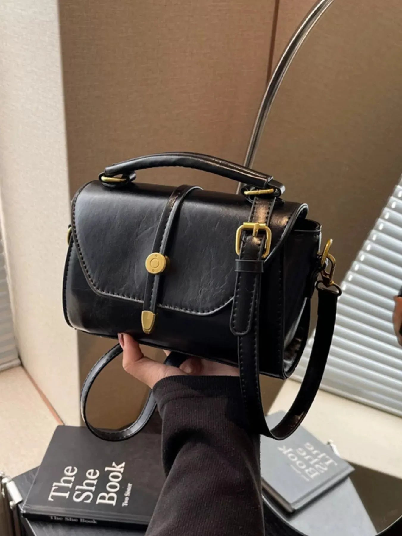 Leather Top Handle Crossbody Bag by Partner Label
