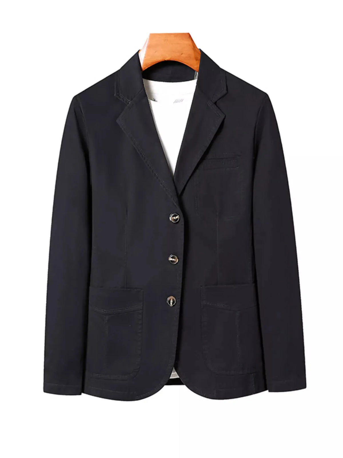 Men's Plus Size Lapel Collar Long Sleeve Blazer by Trendsi