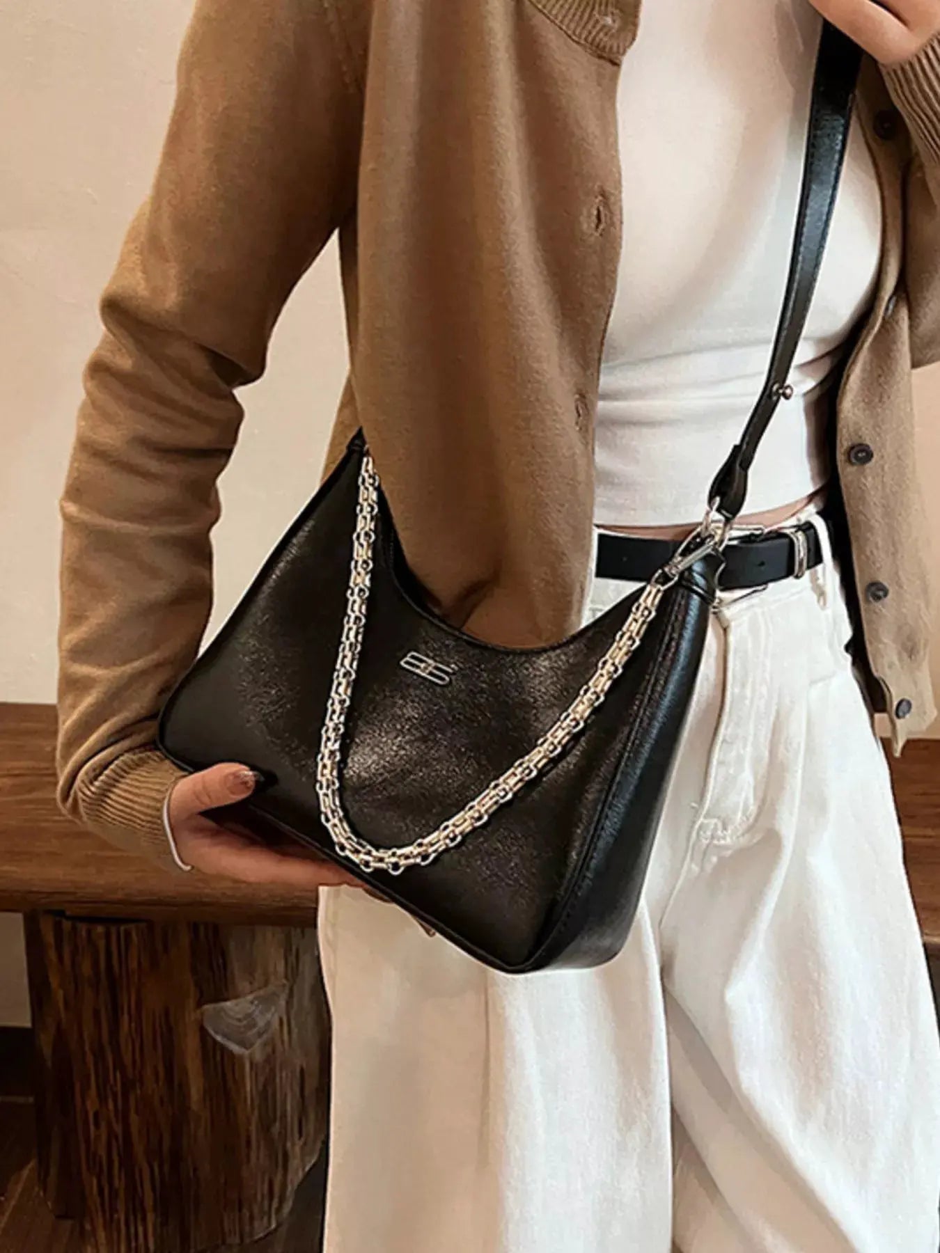 Chain-Accented Crossbody Bag by Partner Label