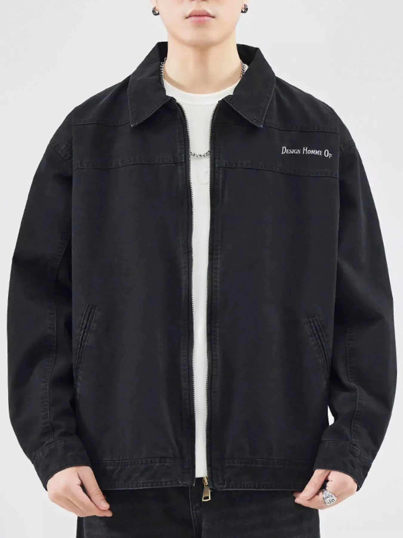 Men's Plus Size Zip Up Long Sleeve Jacket by Partner Label