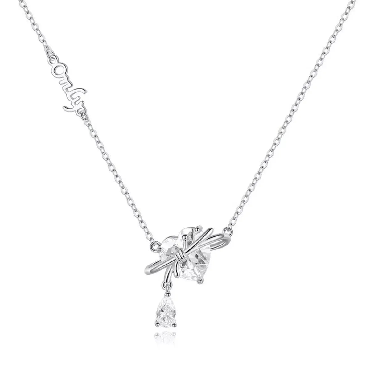 925 Sterling Silver Zircon Heart Necklace by Partner Labels
