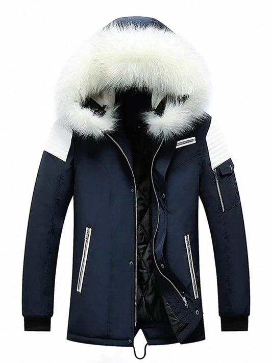 Men's Plus Size Fur Hooded Winter Parka Jacket by Partner Label