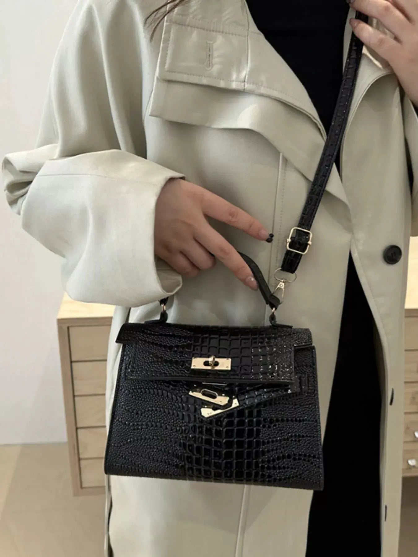 Embossed Flap Crossbody Bag by Partner Label
