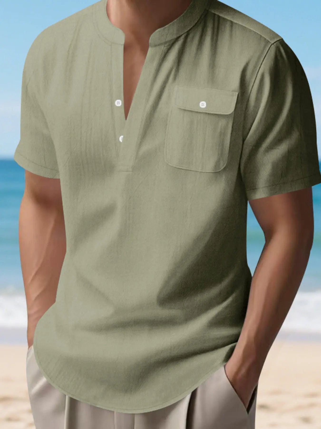 Men's Full Size Button Detail Short Sleeve Shirt Plus Size by Trendsi