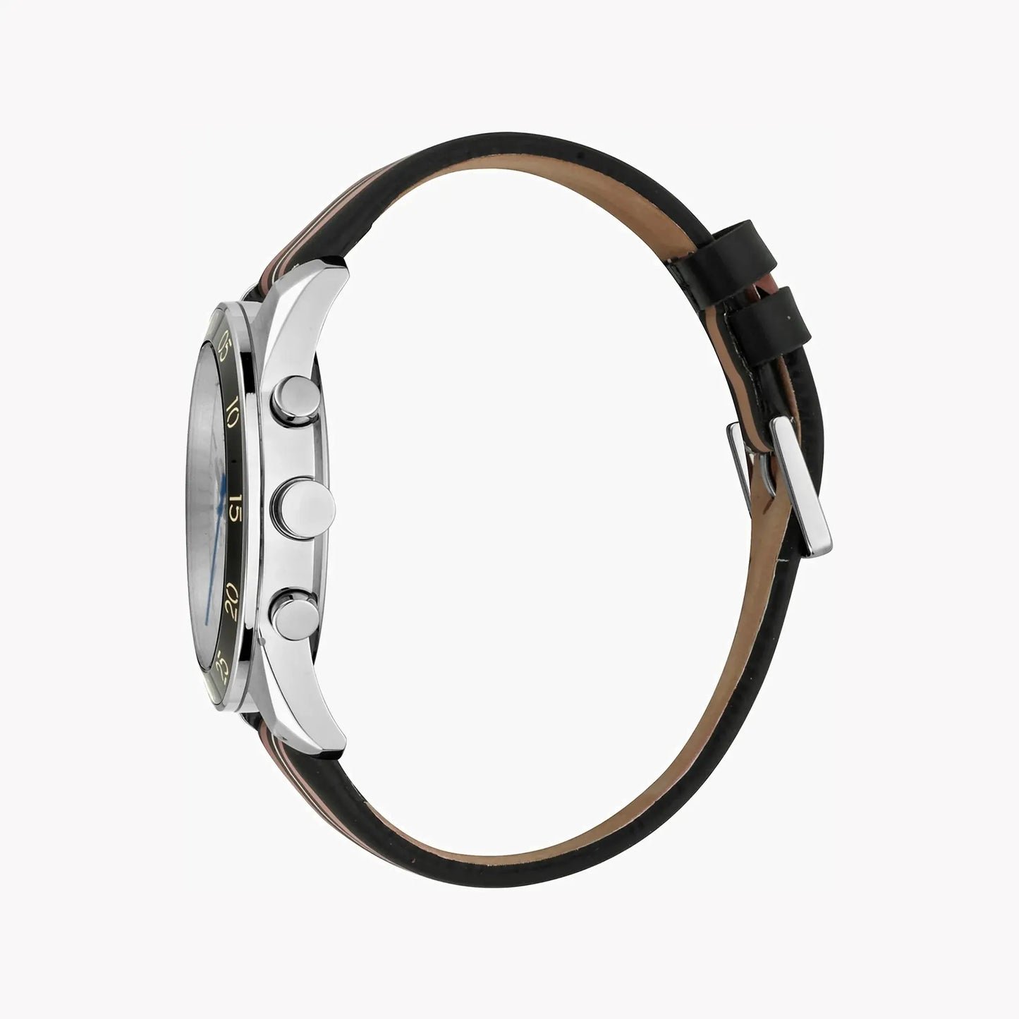 Esprit Men's Black Leather Watch, Silver Dial | ES1G204L0015 by ESPRIT