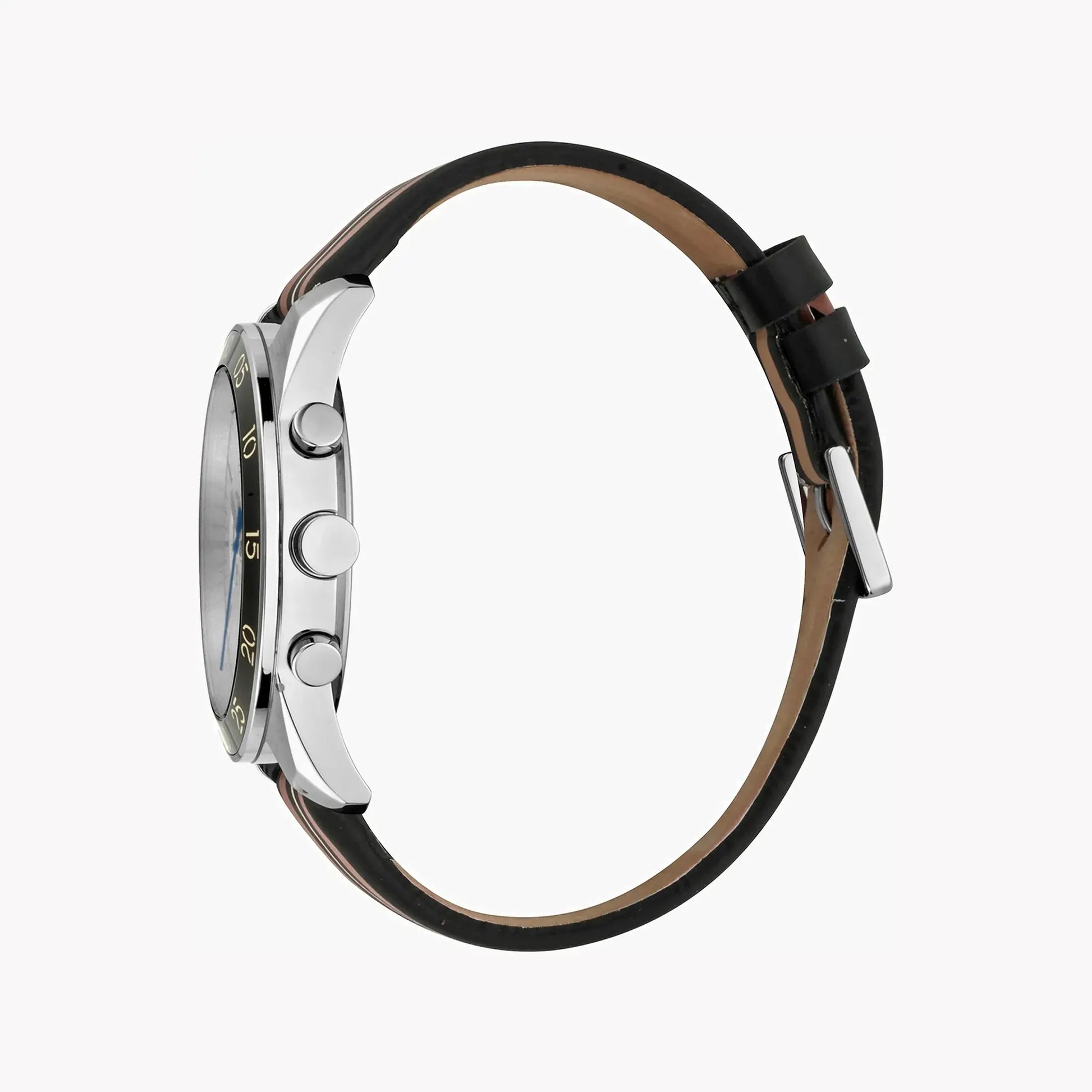 Esprit Men's Black Leather Watch, Silver Dial | ES1G204L0015 by ESPRIT