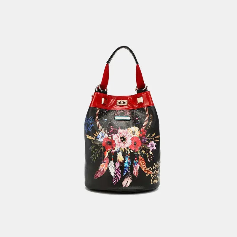 Nicole Lee USA Flower Pattern Adjustable Strap Backpack Bag by Nicole Lee USA