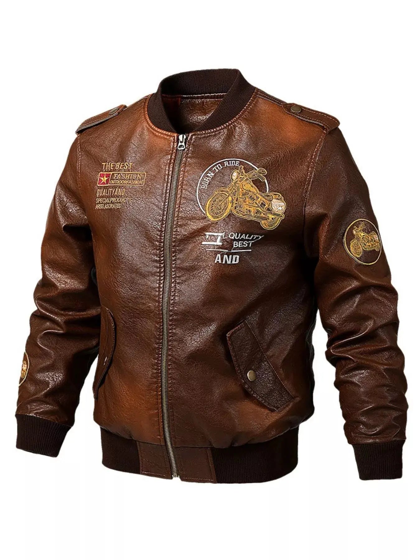 Men's Plus Size Zip Up Leather Jacket by Partner Label
