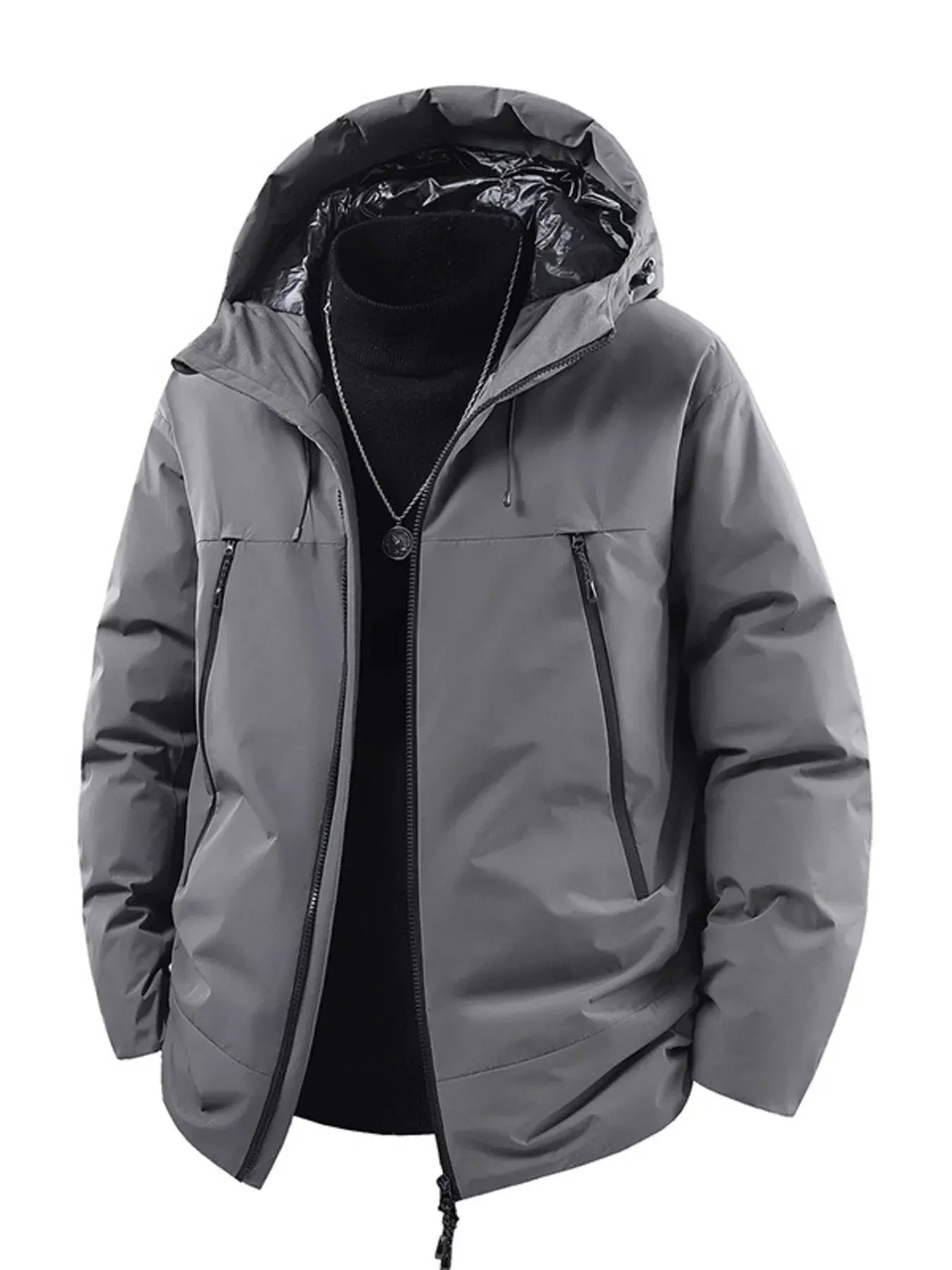 Men's Plus Size Zip Up Hooded Puffer Jacket by Partner Label