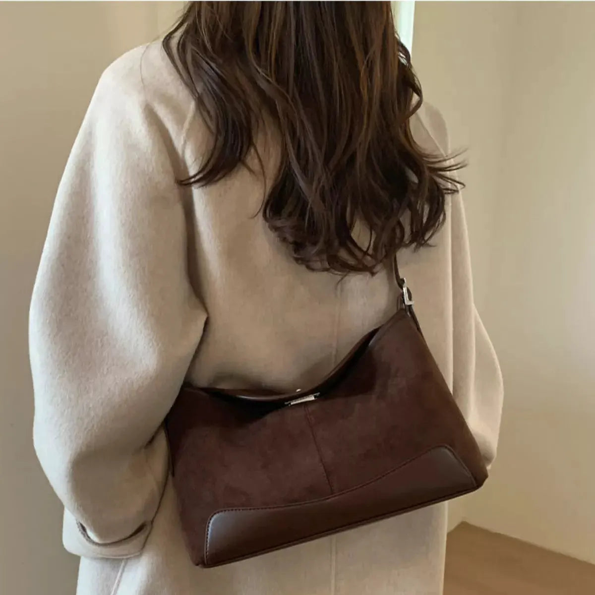 Suede Crossbody Bag with Adjustable Strap by Partner Label