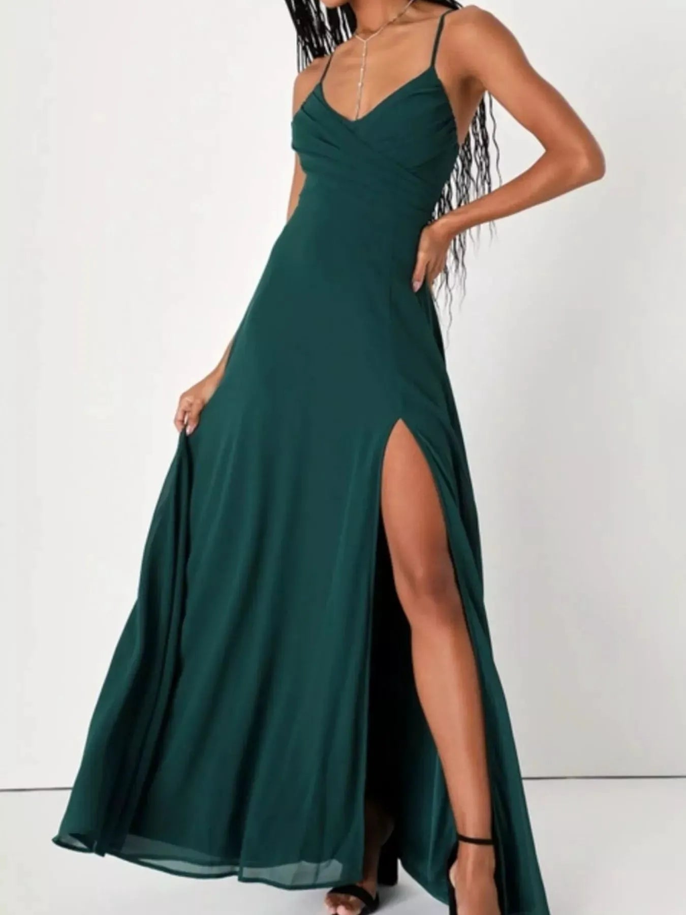 Crisscross Back Slit Maxi Dress by Partner Label