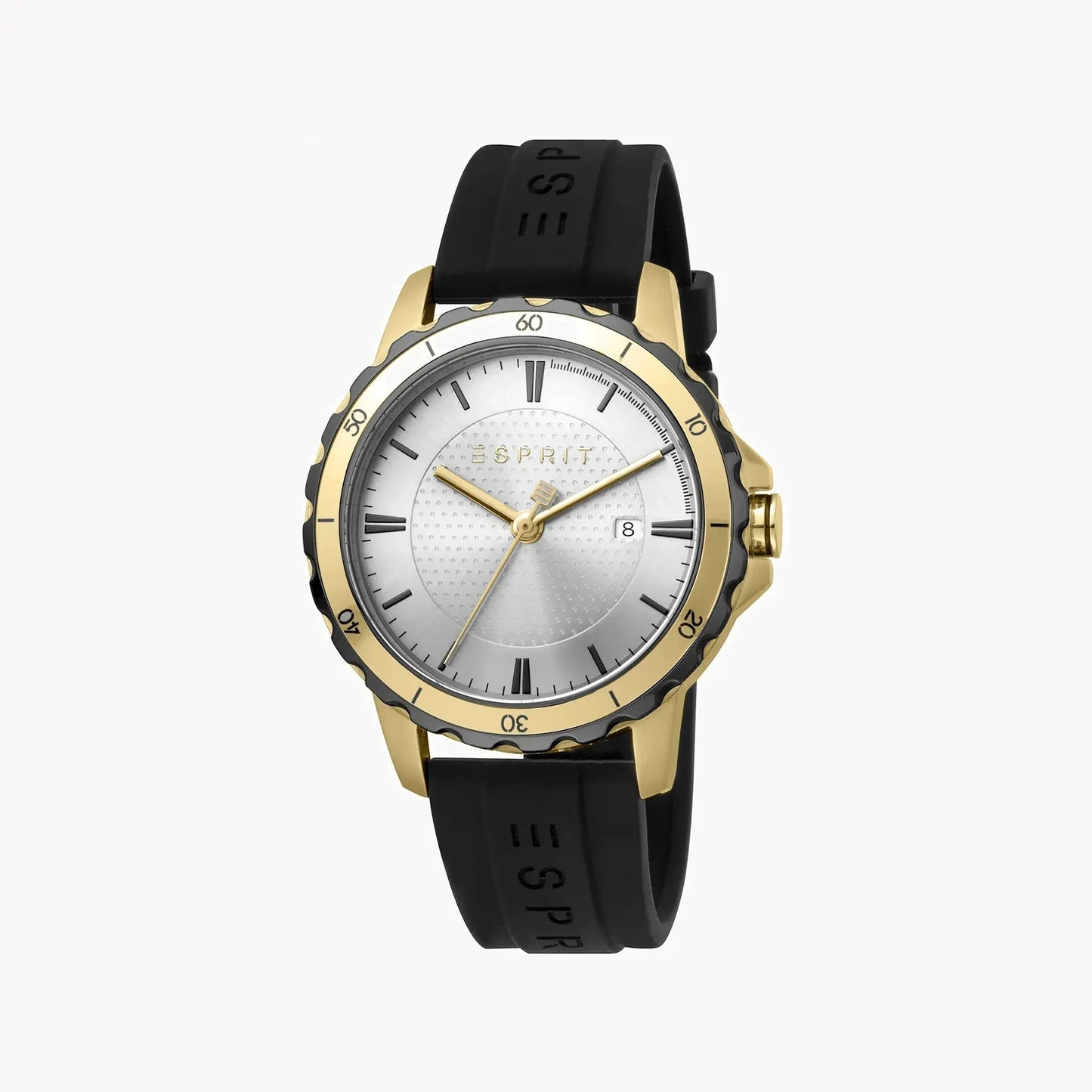 Esprit Men's Silver Dial Watch, Black Rubber Band | Es1g069m0025 by ESPRIT