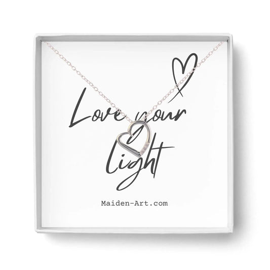 14K Silver Plated Necklace Love Heart Pave Pendant Necklace by Nichestar
