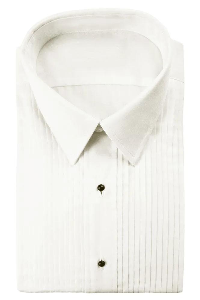 "Enzo" Ivory Pleated Laydown Tuxedo Classic Fit Shirt by Tux-USA