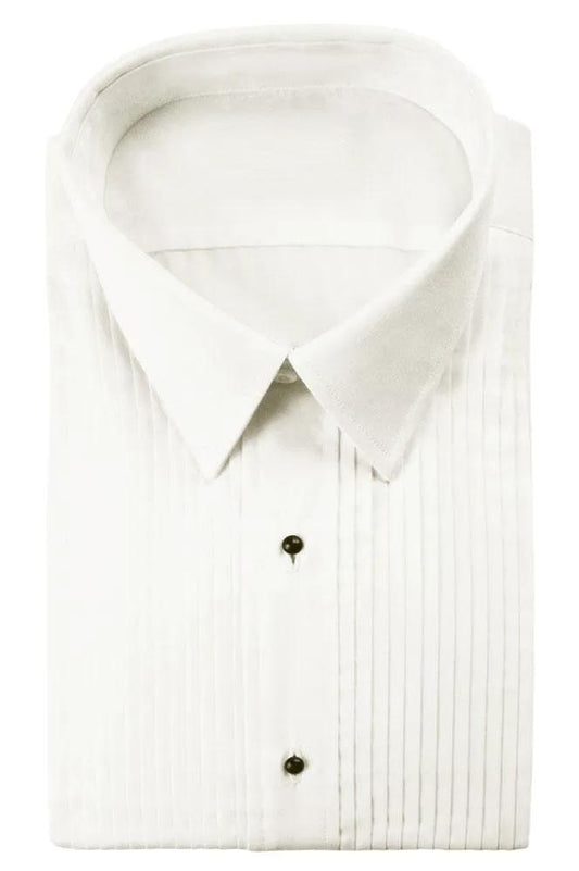 "Enzo" Ivory Pleated Laydown Tuxedo Classic Fit Shirt by Tux-USA
