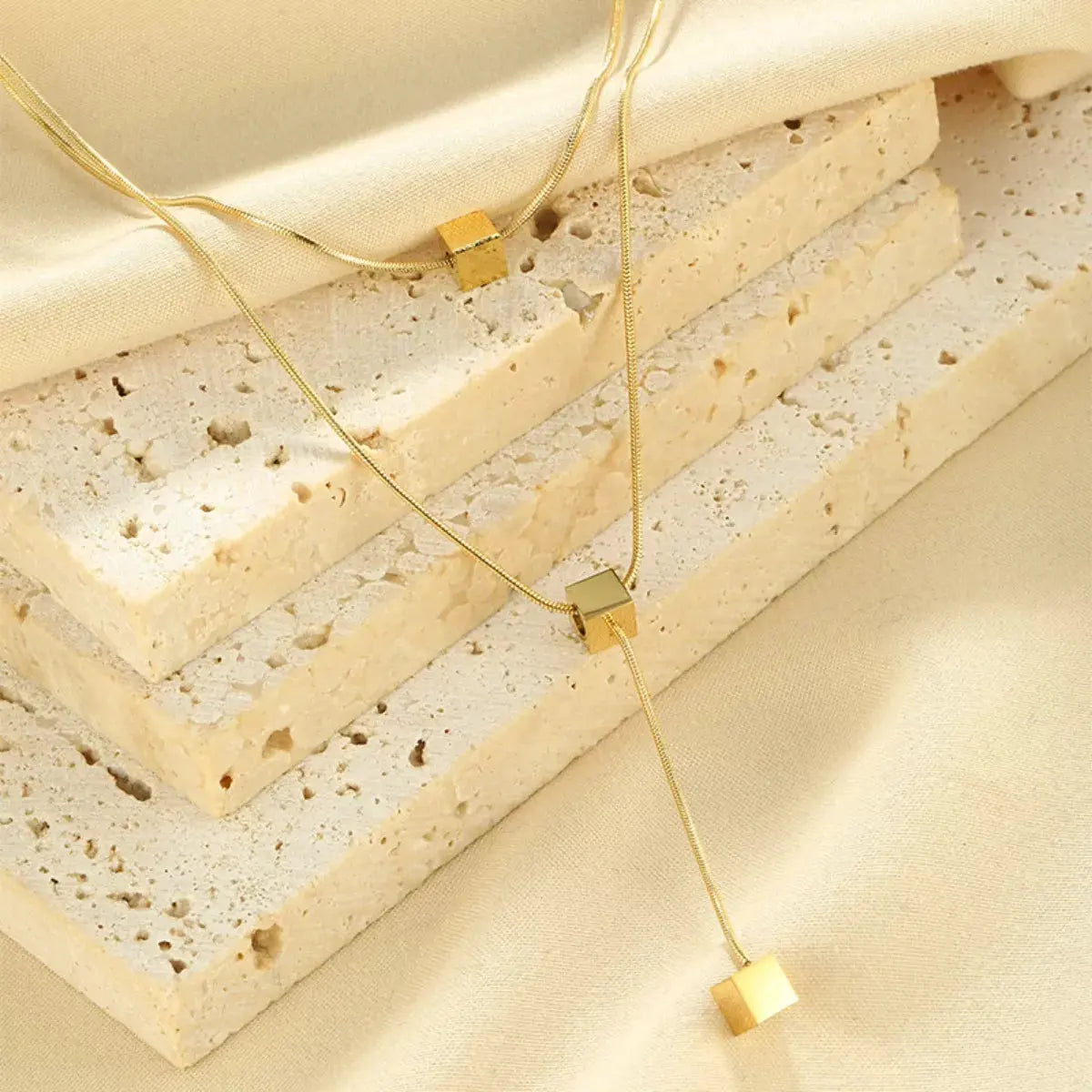 18K Gold-Plated Double Layered Geometric Necklace by Partner Labels