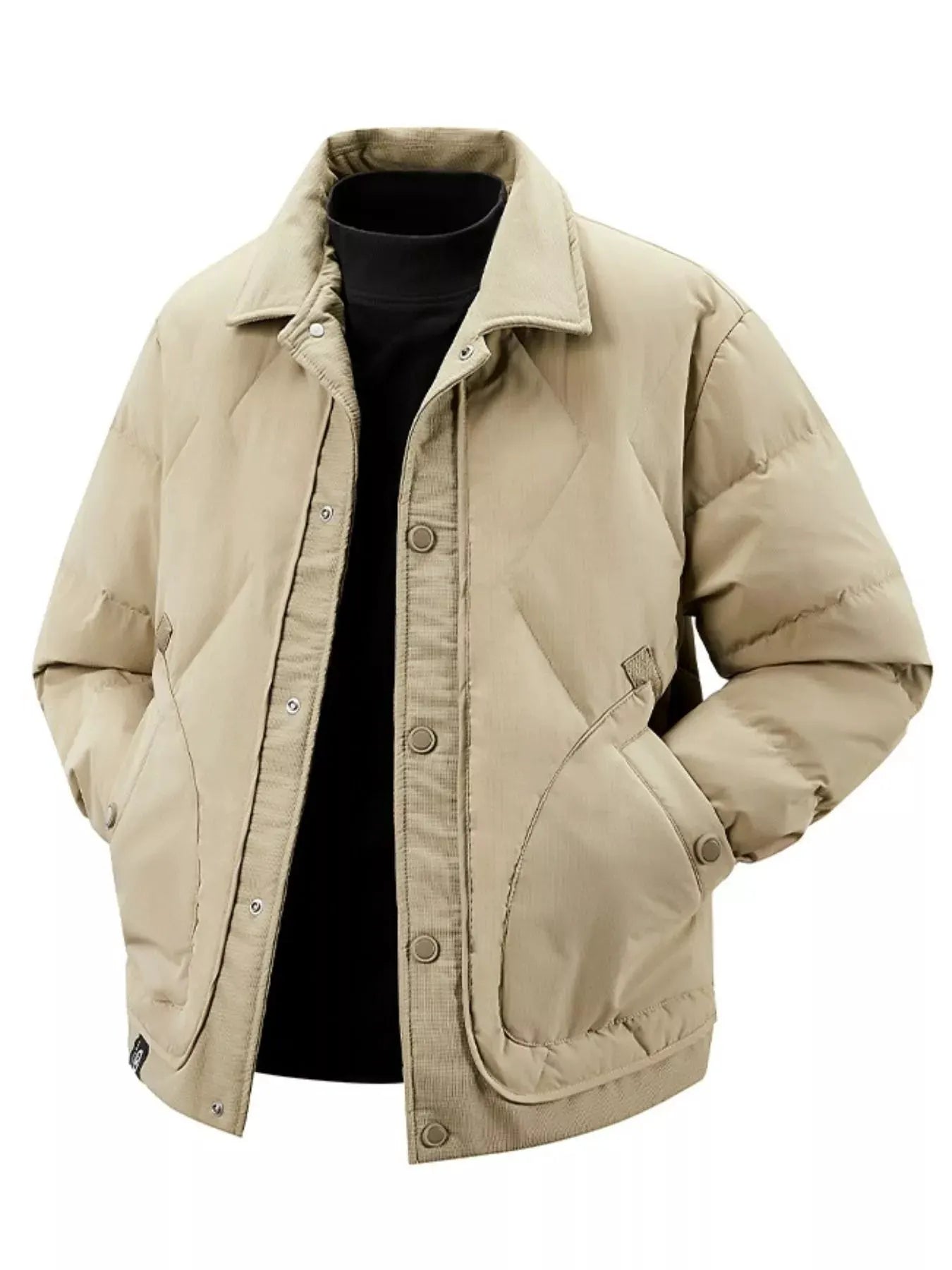 Men's Plus Size Quilted Snap-Down Padded Coat by Partner Label