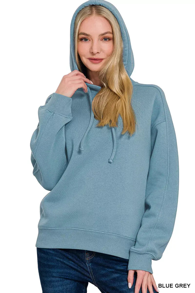 Zenana Drawstring Relaxed Fit Fleece Hoodie by Zenana