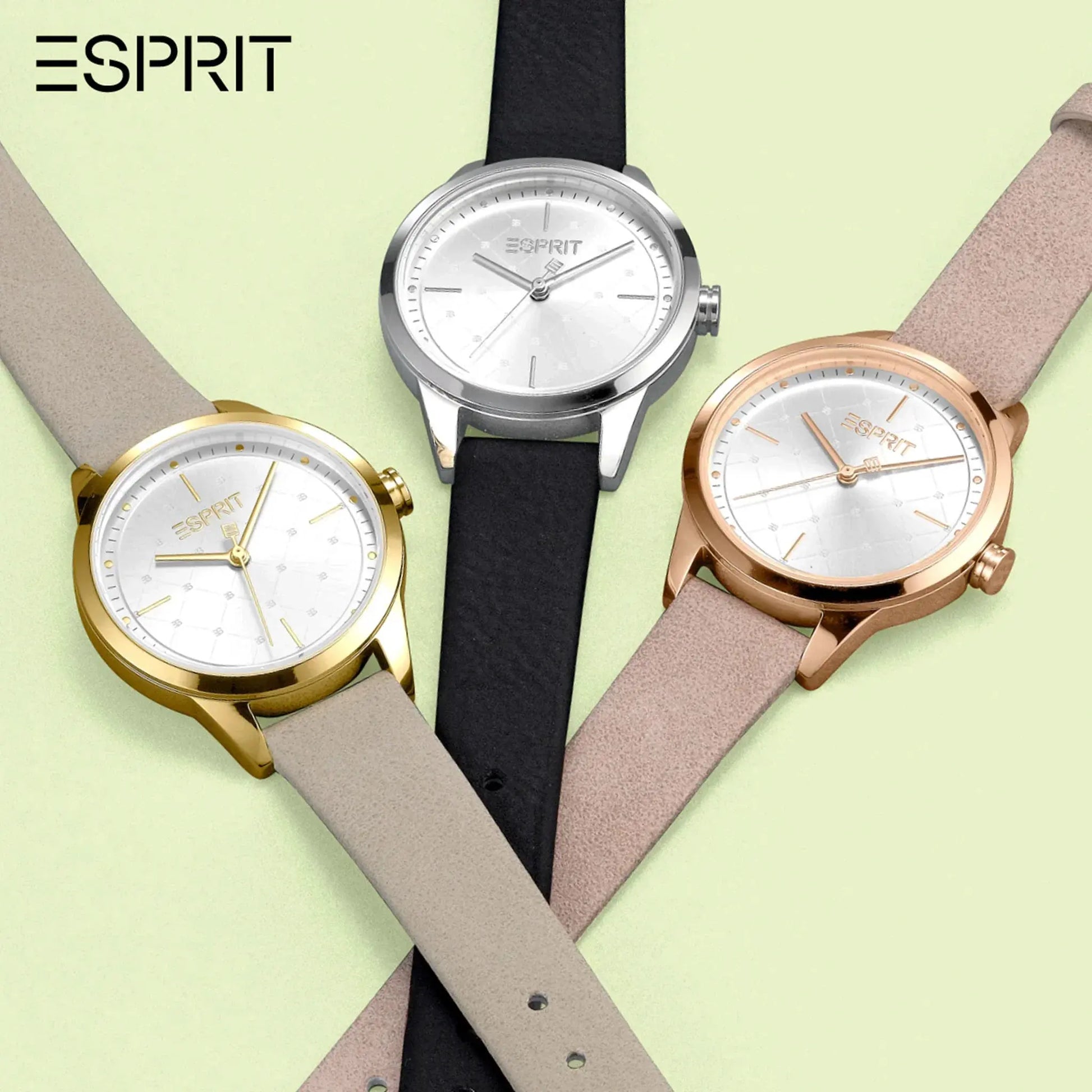 Esprit Women's Black Faux Leather Watch, Silver Dial | Es1l197m0015 by ESPRIT