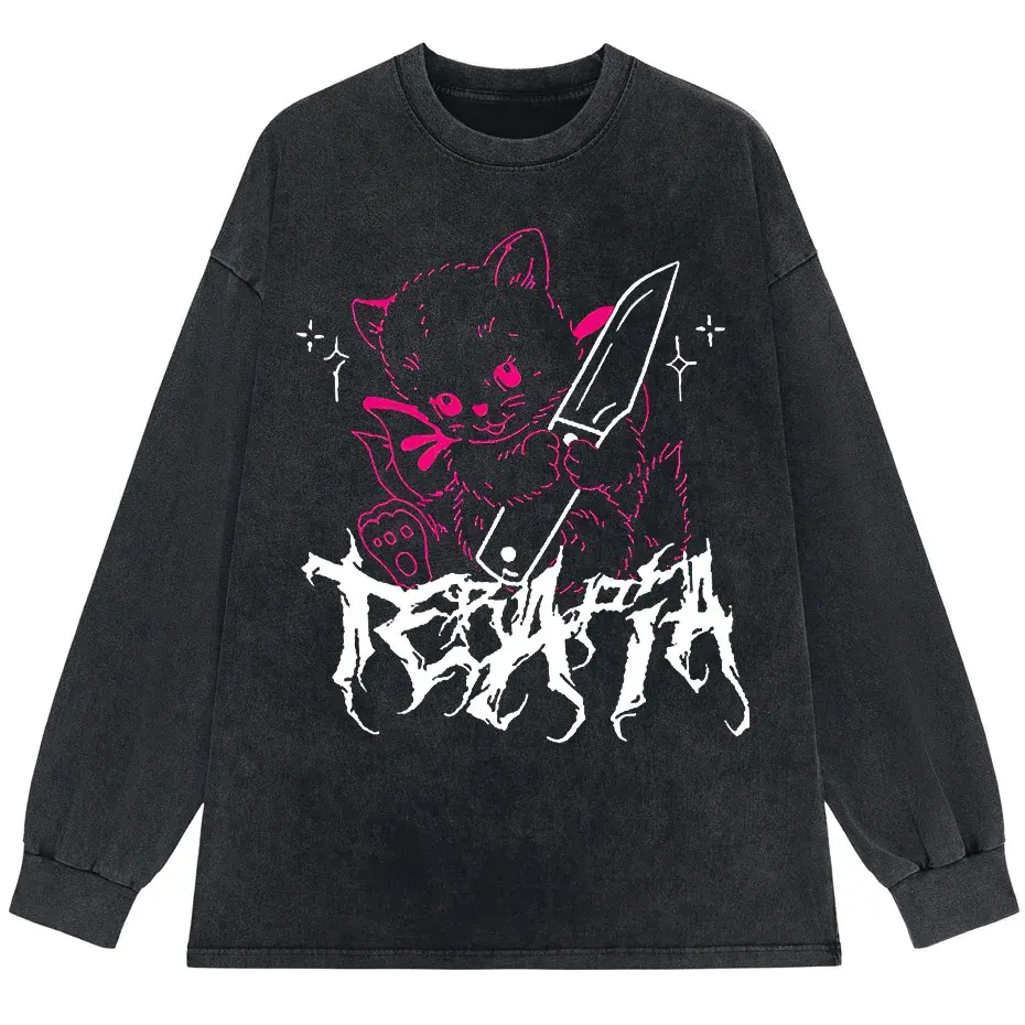 Men's Cute Anime E-Girl Kawaii T-Shirt Vintage Harajuku Streetwear Loose Fit by Vimost Shop