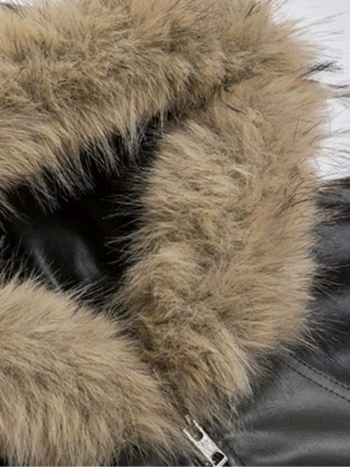 Men's Faux Fur Hooded Contrast Bomber Jacket by Partner Label
