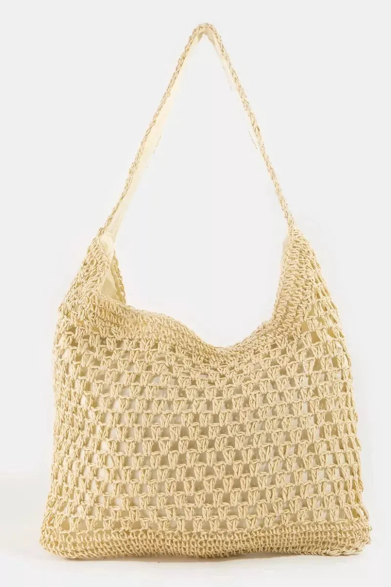 Fame Intricate Straw Weave Large Shoulder Bag by Partner Label