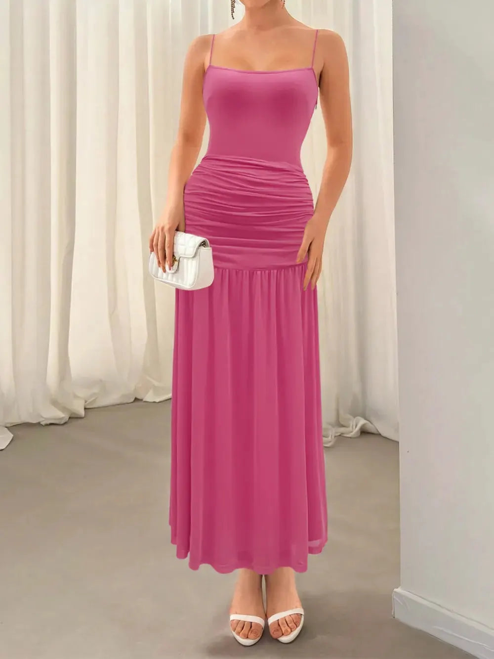 Ruched Maxi Cami Dress by Equanimity Essence