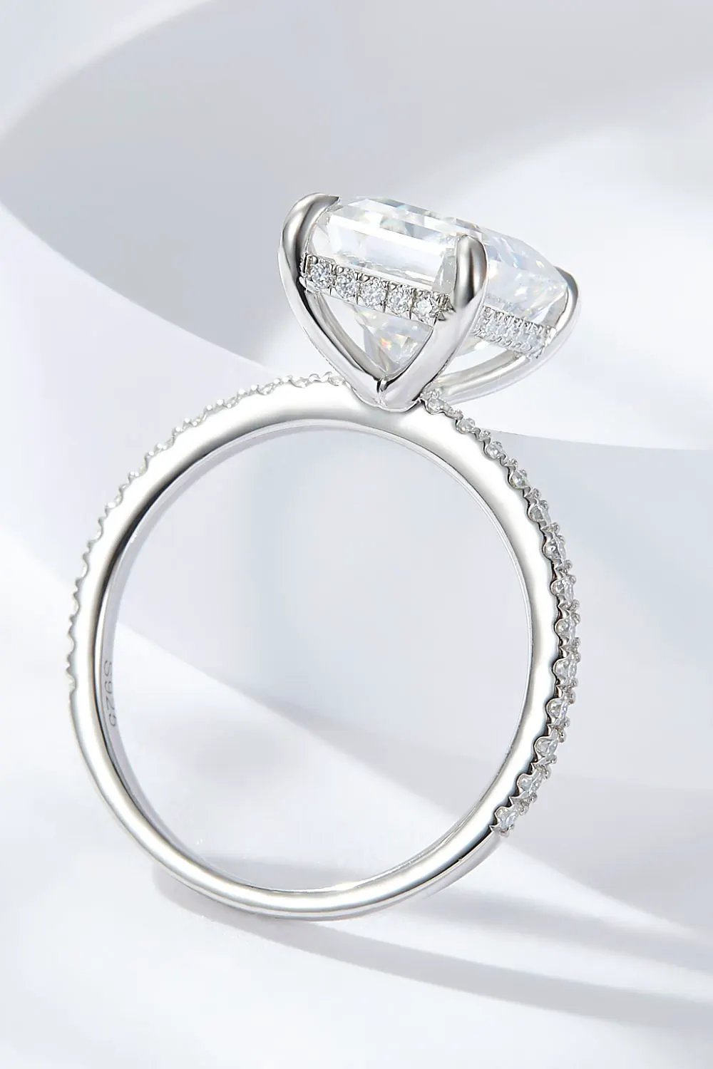 Emerald Cut 4 Carat Moissanite Side Stone Ring by Partner Label