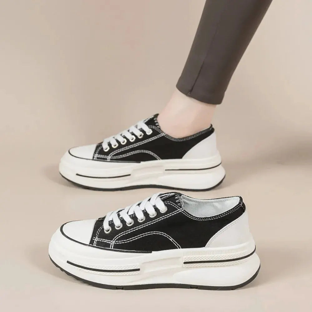 Tied Round Toe Platform Sneakers by Partner Label