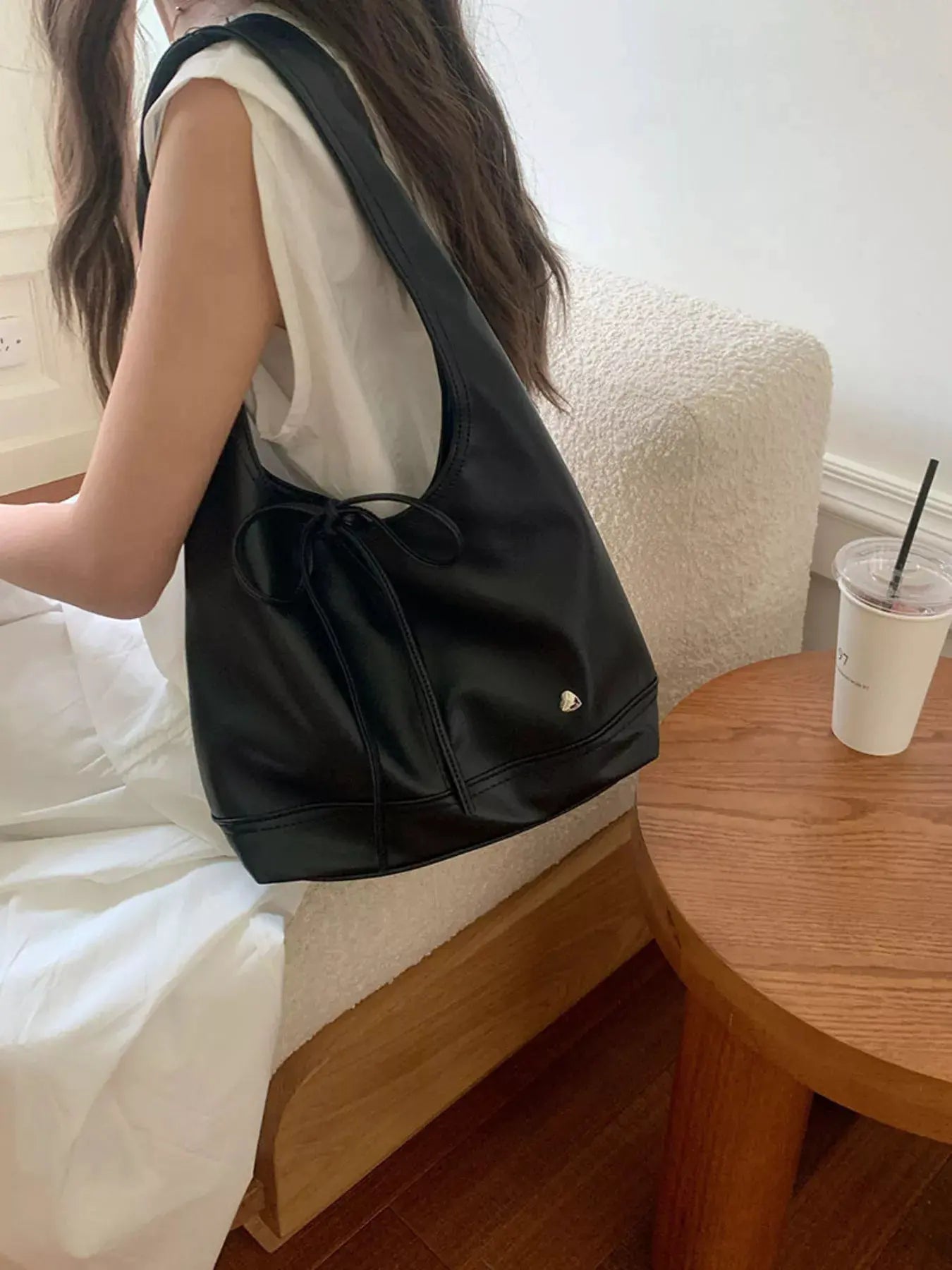 Leather Tied Shoulder Bag by Partner Label