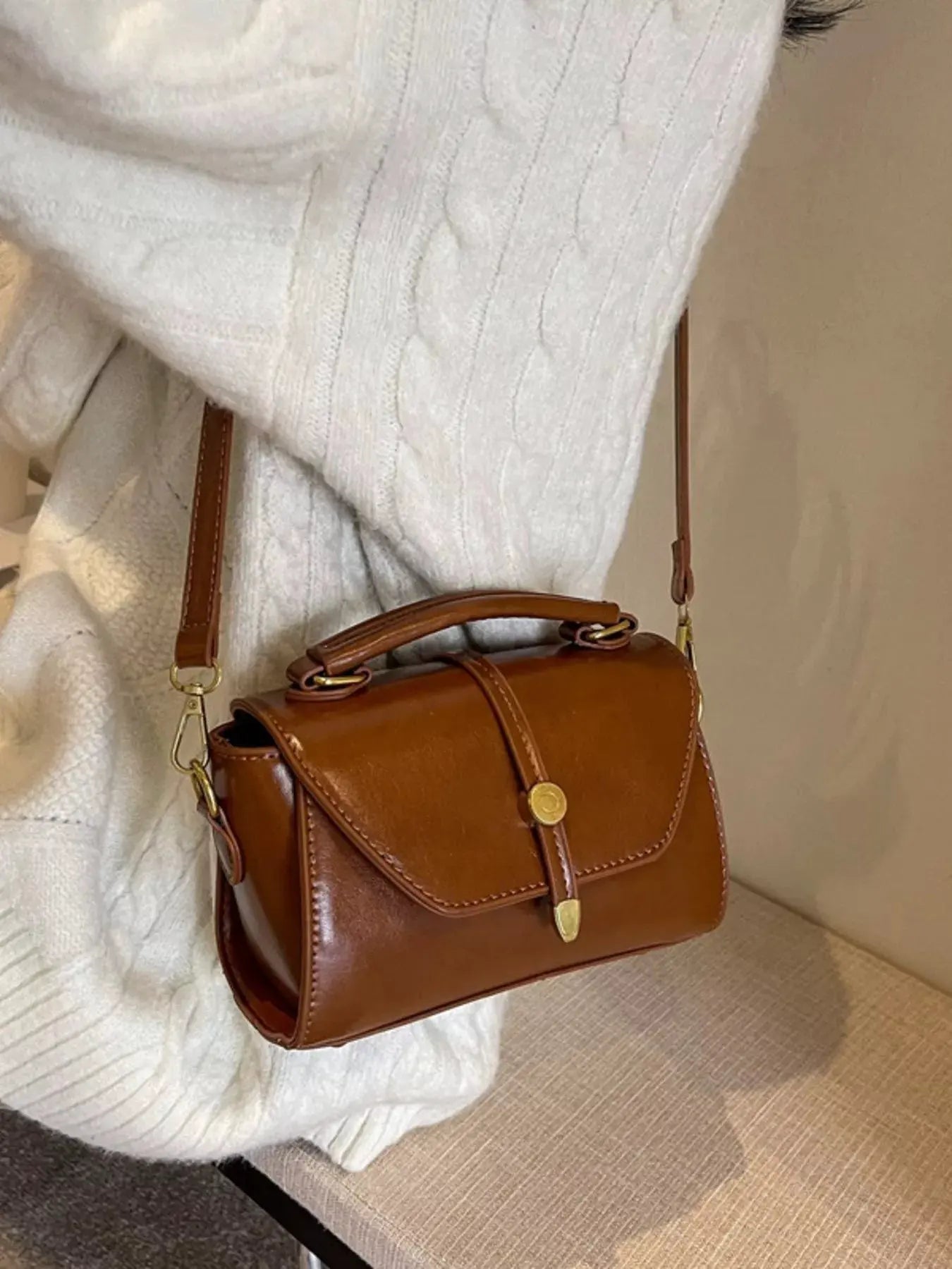 Leather Top Handle Crossbody Bag by Partner Label