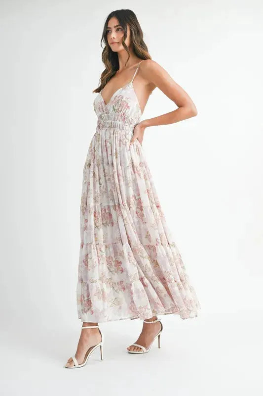 MABLE Floral Print Tiered Cami Maxi Dress by MABLE