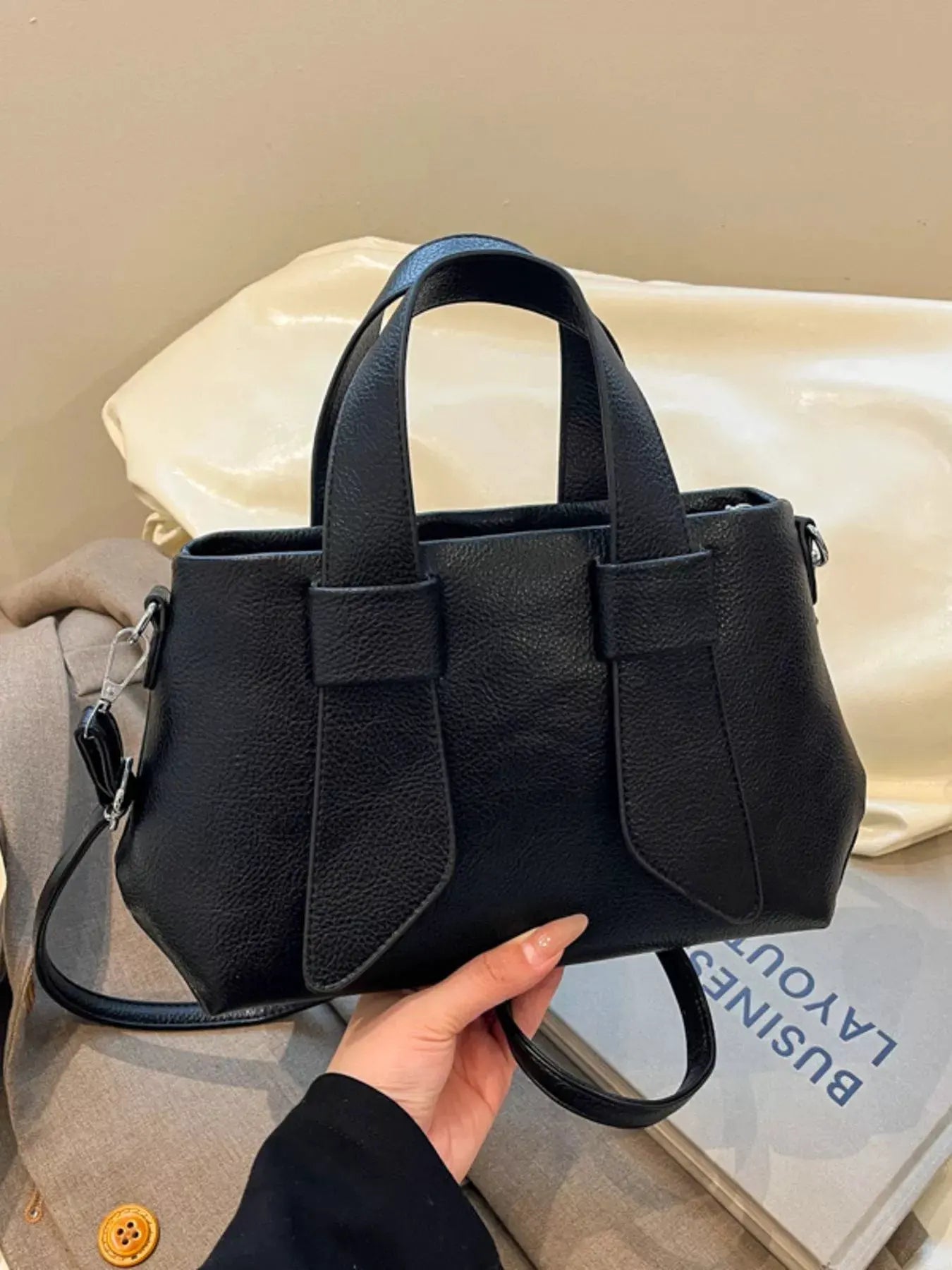 Textured Faux Leather Crossbody Bag by Partner Label