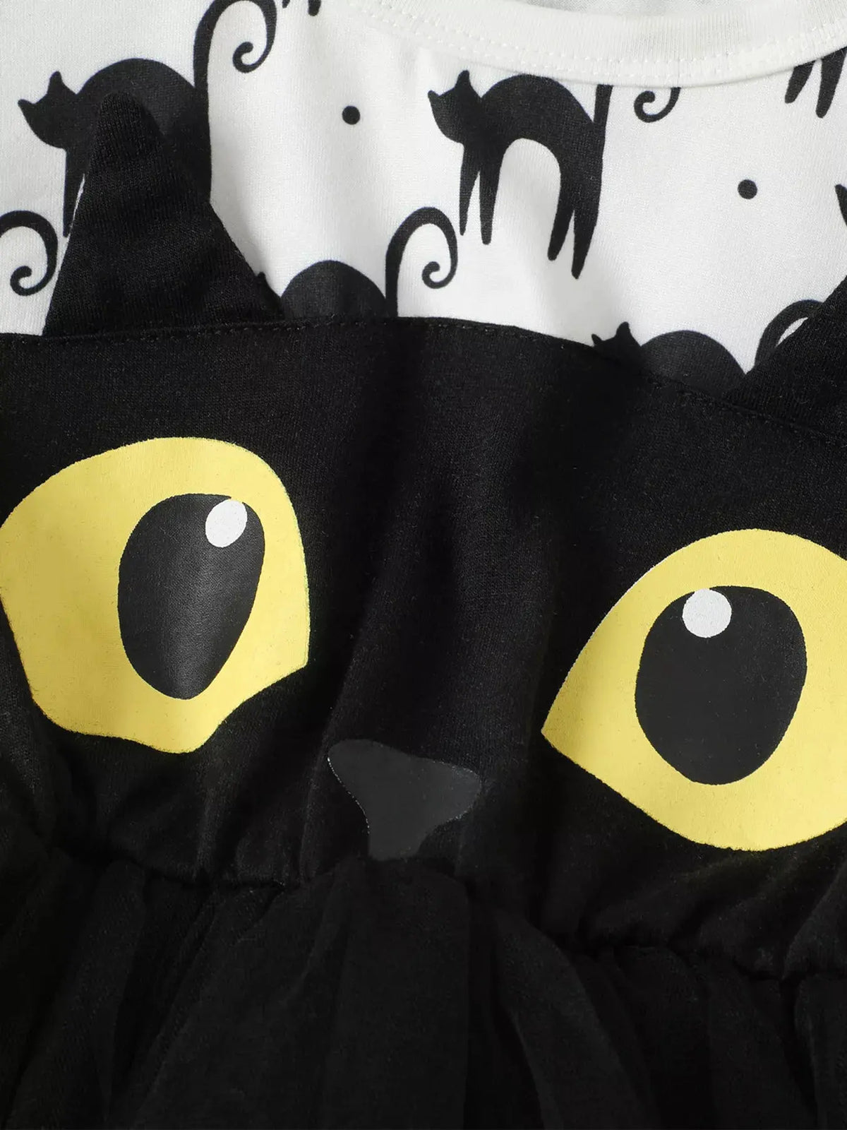 Children's Halloween Cat Eye Ruffle Tulle Dress by Trendsi